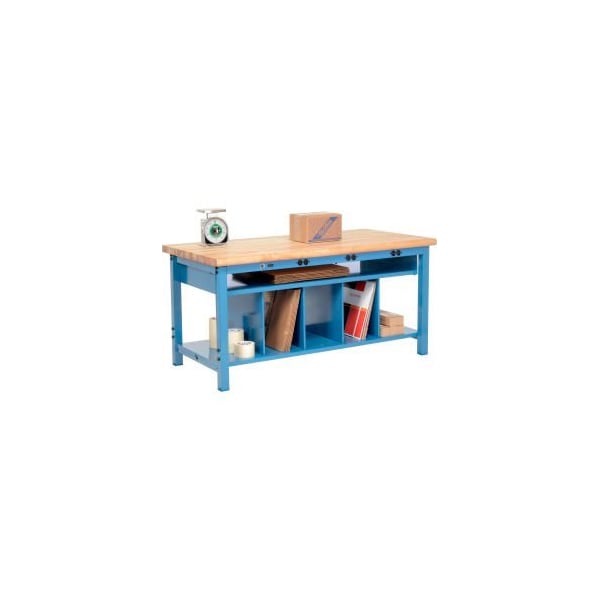 Global Equipment Packing Workbench W/Lower Shelf Power, Maple Safety Edge, 60"W x 30"D 244209B - main